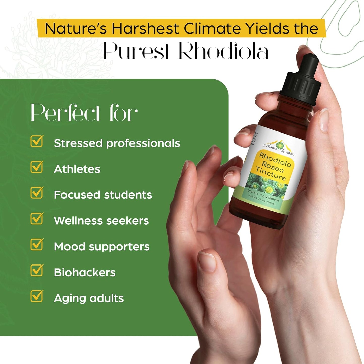 Tintura de Rhodiola Rosea – Apoyo Natural para el Estrés y la Energía (2 oz)