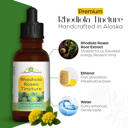 Tintura de Rhodiola Rosea – Apoyo Natural para el Estrés y la Energía (2 oz)